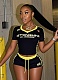 Slim Fit Sexy Hot Girl Print Short Sleeve V Neck Top Lace-up Shorts Set RS-2528