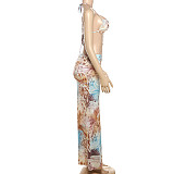 Sexy Backless Halter Neck Dress With Beaded Necklace RS-61483