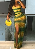 Sexy Hot Girl Lace-up Backless High Slit Long Dress DLS-48208
