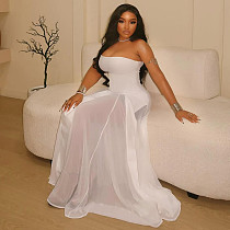 Sexy strapless off shoulder transparent white long party dress JSD-302973 Sexy strapless off shoulder transparent white long party dress JSD-302973