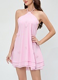 Sexy 3D Flower Halter Neck Chiffon Mini Dress RS-000009