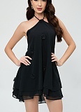 Sexy 3D Flower Halter Neck Chiffon Mini Dress RS-000009