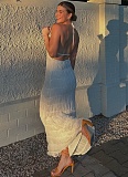 Sexy Open Back Pleated Fabric Breathable Lace Dress RS-51618