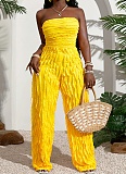 Sexy Tube Top Mesh Wavy Ruffle Loose Wide-leg Jumpsuit RS-024