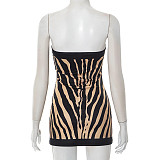 Sexy Zebra Print Tube Top Backless Slim Fit A-line Mini Dress RS-C25DS089