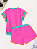 Fashion Printed Girls Short Sleeves Patchwork Two Pieces Sets SH-391154