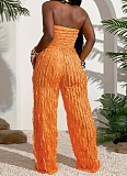 Sexy Tube Top Mesh Wavy Ruffle Loose Wide-leg Jumpsuit RS-024