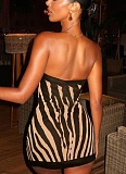 Sexy Zebra Print Tube Top Backless Slim Fit A-line Mini Dress RS-C25DS089