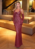 Fashion Style Temperament Slim Halterneck Lace Long Dress RS-24503