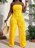 Sexy Tube Top Mesh Wavy Ruffle Loose Wide-leg Jumpsuit RS-024