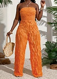 Sexy Tube Top Mesh Wavy Ruffle Loose Wide-leg Jumpsuit RS-024