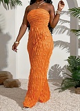 Sexy Tube Top Mesh Wavy Ruffle Loose Wide-leg Jumpsuit RS-024