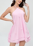 Sexy 3D Flower Halter Neck Chiffon Mini Dress RS-000009