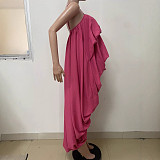 Solid Color Wave Sling Short Front and Long Back Loose Sling Irregular Cake Dress LSD-2502