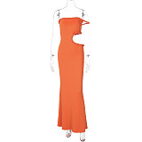Sexy One-shoulder Hollow Waist Slim Hip Dress RS-5418869