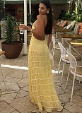 Sexy Open Back Pleated Fabric Breathable Lace Dress RS-51618