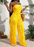 Sexy Tube Top Mesh Wavy Ruffle Loose Wide-leg Jumpsuit RS-024