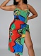 Beach Print One-Piece Swimsuit Fashion Cover Up Skirt Two-Piece Set Women RS-210