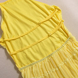 Sexy Open Back Pleated Fabric Breathable Lace Dress RS-51618