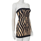 Sexy Zebra Print Tube Top Backless Slim Fit A-line Mini Dress RS-C25DS089