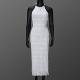 Sexy Open Back Pleated Fabric Breathable Lace Dress RS-51618