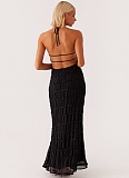 Sexy Open Back Pleated Fabric Breathable Lace Dress RS-51618