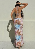 Sexy Backless Halter Neck Dress With Beaded Necklace RS-61483