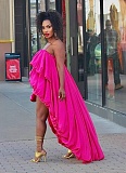 Solid Color Wave Sling Short Front and Long Back Loose Sling Irregular Cake Dress LSD-2502