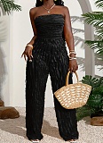 Sexy Tube Top Mesh Wavy Ruffle Loose Wide-leg Jumpsuit RS-024