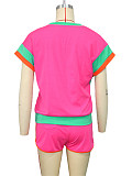 Fashion Printed Girls Short Sleeves Patchwork Two Pieces Sets SH-391154
