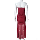 New Hot-selling Backless Milk Silk Sleeveless Mesh Dress RS-51687
