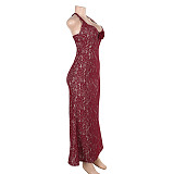 Fashion Style Temperament Slim Halterneck Lace Long Dress RS-24503