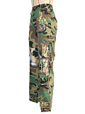 Camo Print Rave Two Pockets Cut Out Cargo Pants SH-391408
