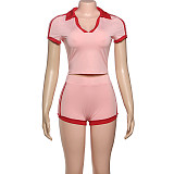Women's V-neck fitted top and shorts sexy set DLS-K25S76707