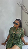 2025 Summer New Women's Lace Stand-up Collar Short-sleeved Shirt High-waisted Shorts Two-piece Set HK-72442