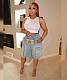 New Vintage Pocket Distressed Denim Shorts Overalls RS-1750