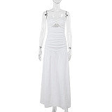 New Hot Girl Beach Style Vacation Tube Top Hollow Dress SUM-24627