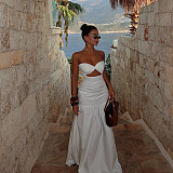New Hot Girl Beach Style Vacation Tube Top Hollow Dress SUM-24627