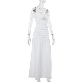 New Hot Girl Beach Style Vacation Tube Top Hollow Dress SUM-24627