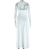 Women sexy halter sleeveless solid color long dresses JSD-300761