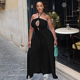 Sexy women halter backless solid color split long jumpsuits JSD-303092