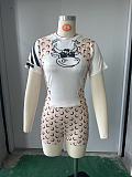 Women's patchwork short-sleeved tops and printed shorts set YSY-8979
