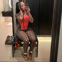 2025 Trendy moon print slimming short sleeves top and long pants set YSY-8973