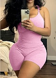 Solid Color High Waist Tight Sports Yoga Short Jumpsuit YSY-8885