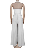 Fashion Women'S Casual Loose Backless Halter Neck Solid Color Jumpsuit BY-7390