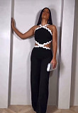 Personalized Wavy Line Stitching Sleeveless Backless Wide-Leg Jumpsuit OSM-4931