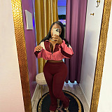Color-splicing Zipper Cardigan Pants Sportswear Set HMI-3073