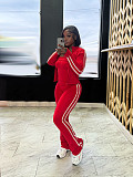 Patchwork Striped Yoga Wear Zipper Long-sleeved Coat Strapless Sport Three-piece Set SFY-702