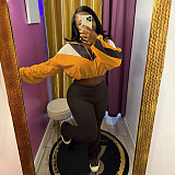 Color-splicing Zipper Cardigan Pants Sportswear Set HMI-3073