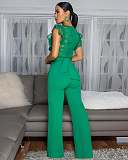 Personalized Line Lace Stitching Sleeveless Wide Leg Jumpsuit OSM-4476